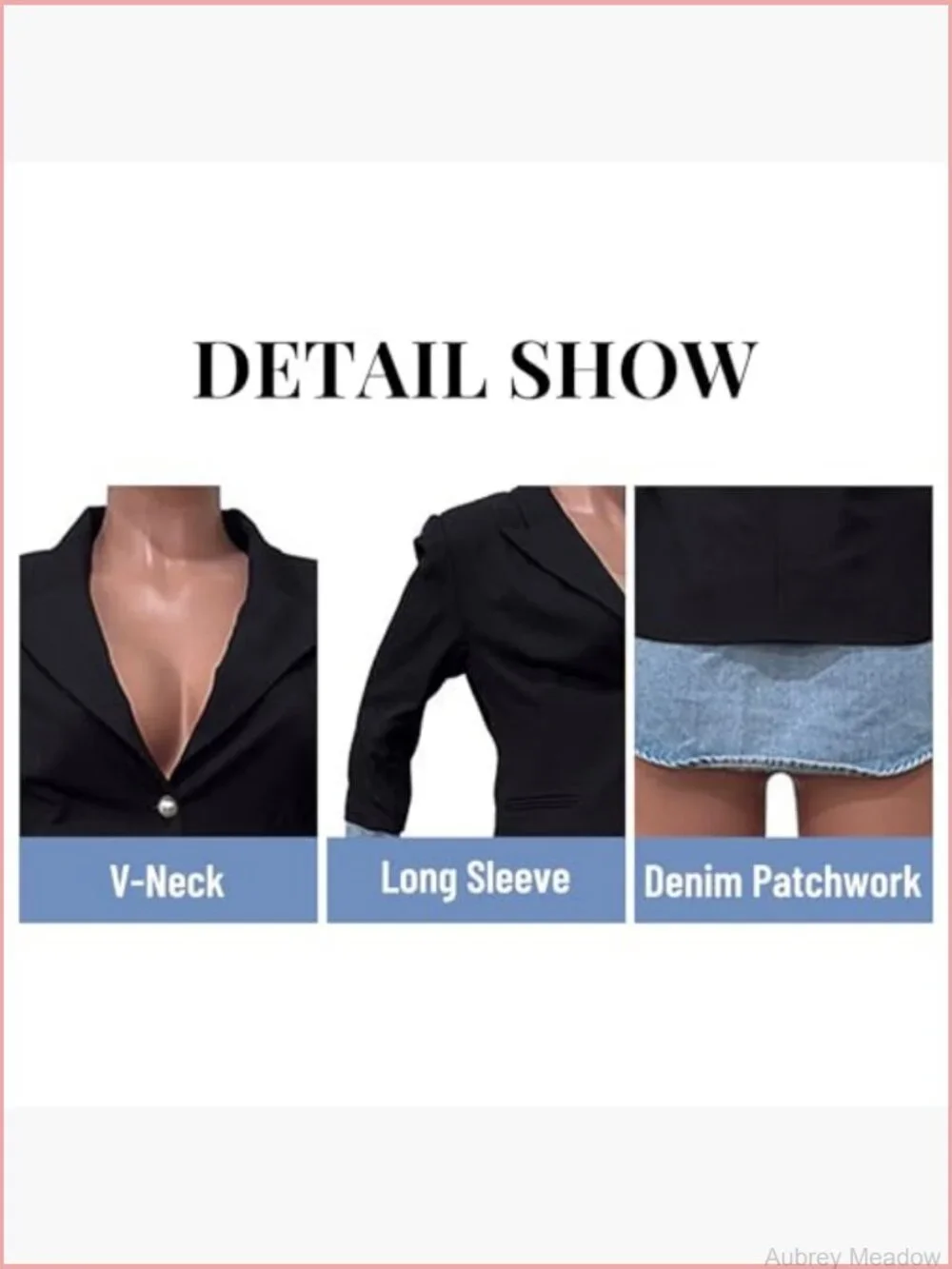 Long Sleeve Button Patchwork Denim Blazer Women Suit Jacket